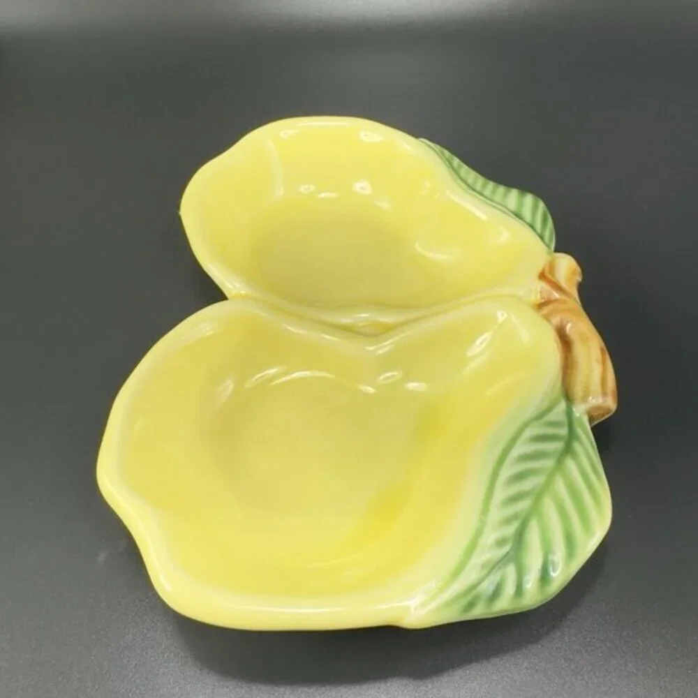 California USA Pottery Pearl Fruit Divided Dish Tray Sauce Bowl Set 2 Vintage‎